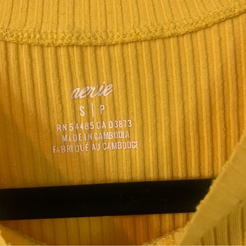 NWT Aerie Mustard Yellow Ribbed Crop Top, size S - Picture 2 of 7